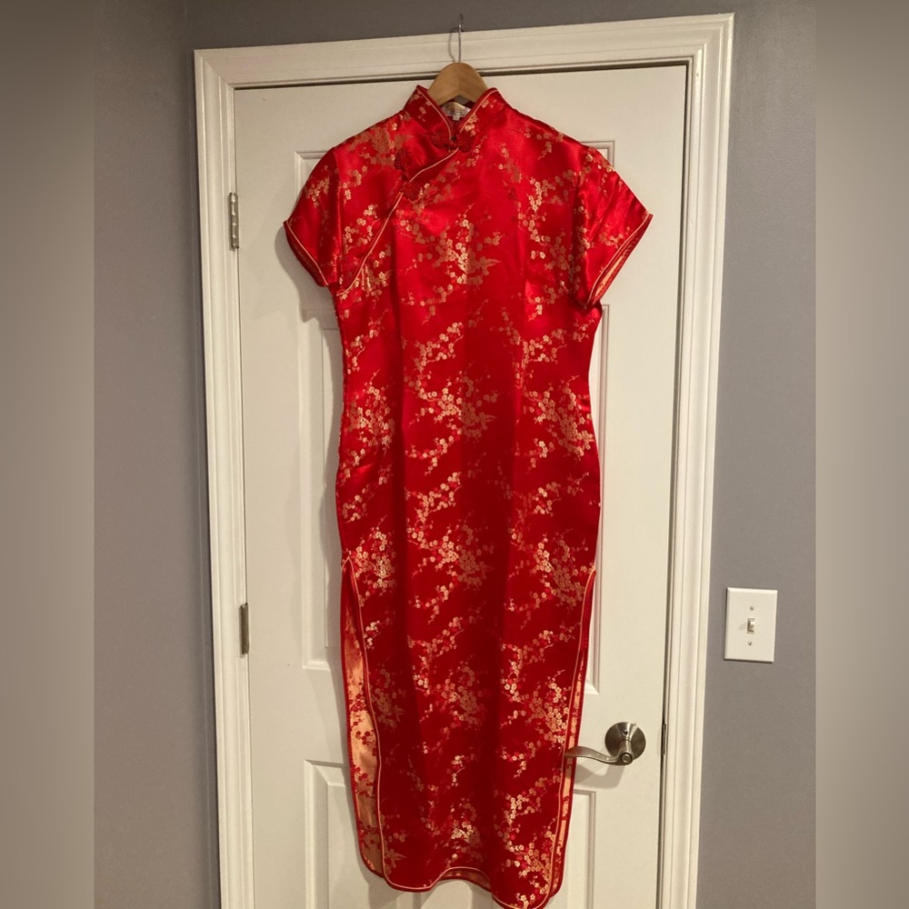 Vintage Golden Dragon Traditional Asian Dress XXL(6-8)